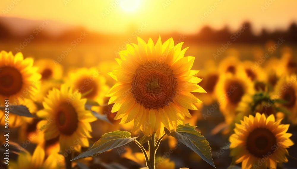 Obraz premium sunshine on a field of flowers