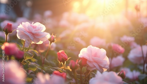 Sunshine of field of flowers © Left