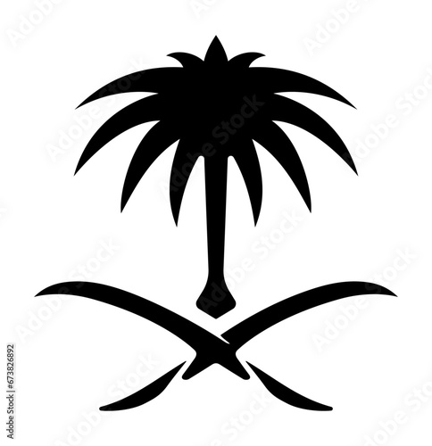 Simple colorable vector Saudi emblem