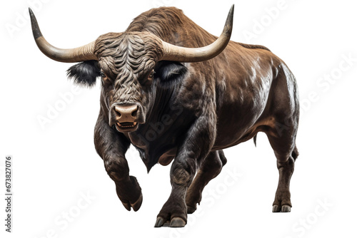 Stocky Bull in a Powerful -on transparent background