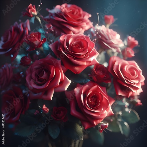 illustration of a bouquet of red roses ready to give as a gift