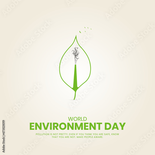 World Environment day, Creative Concept design for banner and poster. 3D illustration