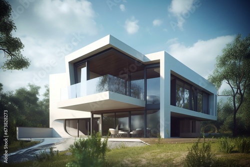 Modern 3D home. Generative AI