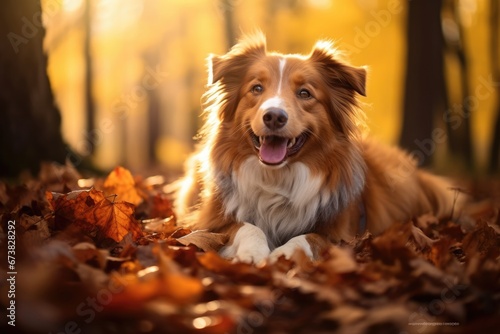 Happy dog play in Autumn woods © rabbit75_fot