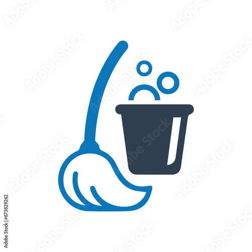 Mop And Bucket Icon