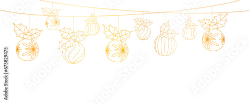 christmas ball golden line art style. vector christmas elements