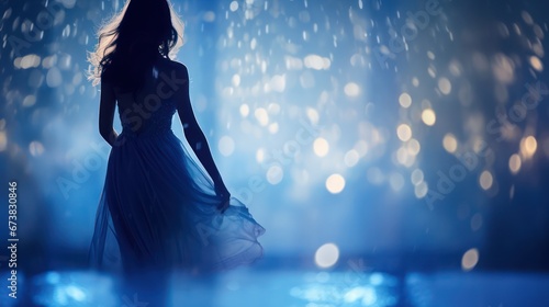 Silhouette of a lady, colorful and bokeh effect