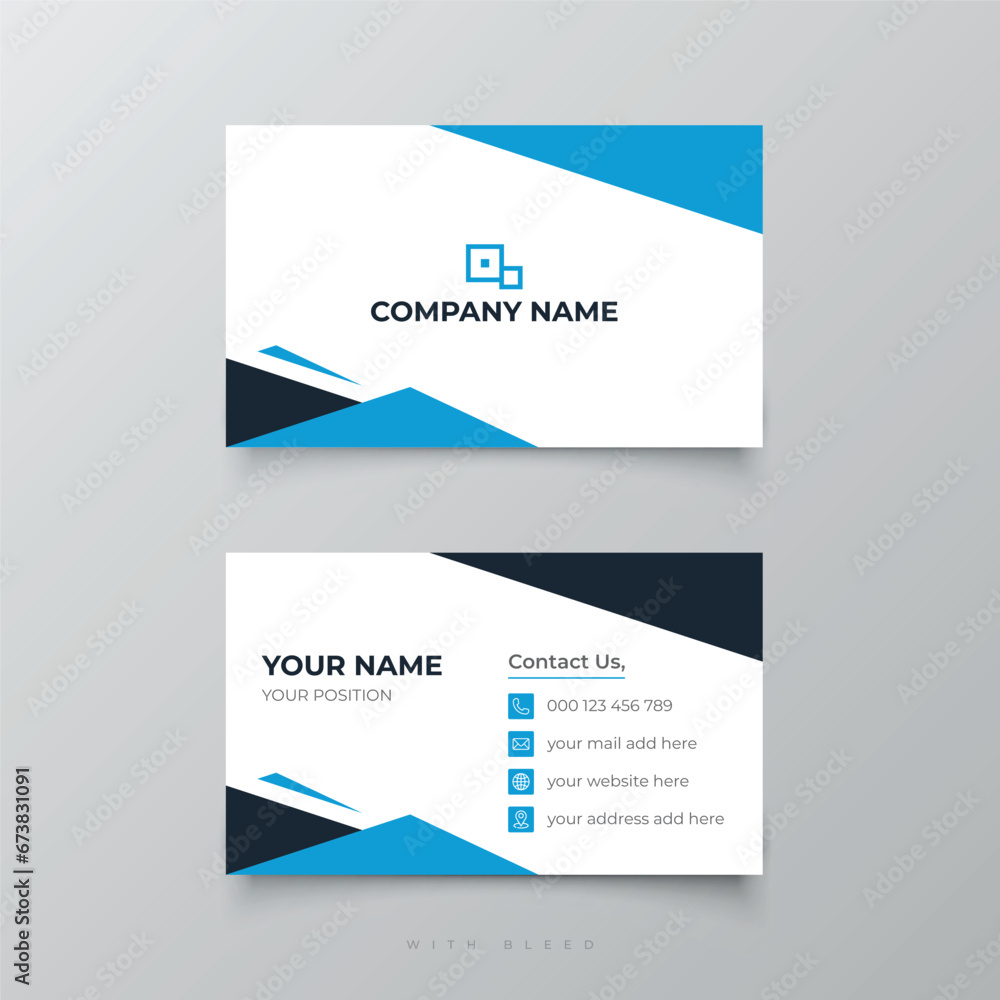Modern Simple Blue Business Card Template Design
