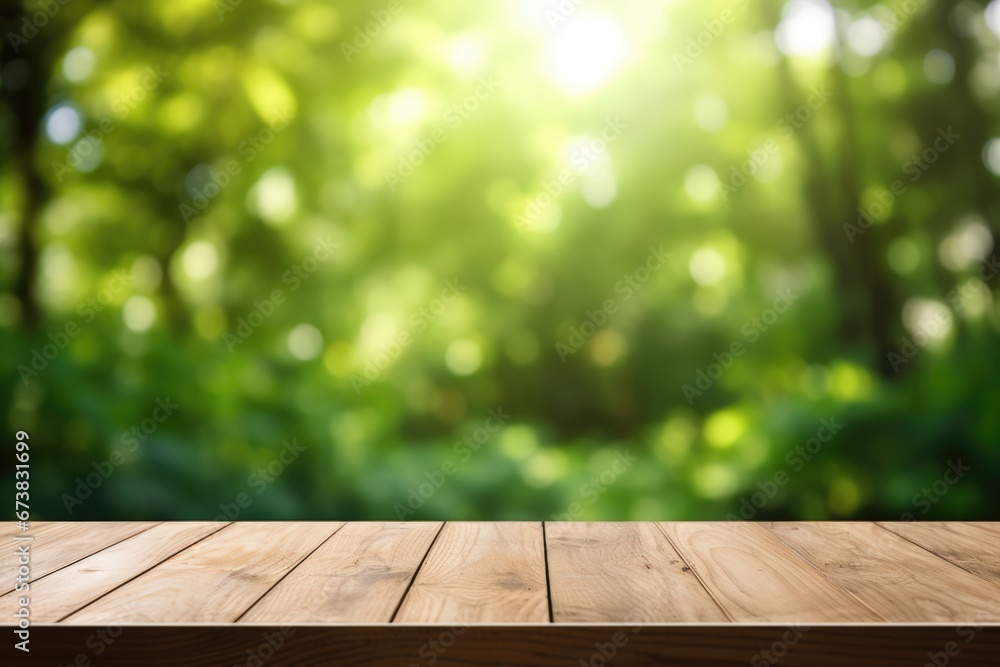 A wood table top with beautiful blue bokeh background. Spring seasonal concept. A wood table top with beautiful blue bokeh background. Spring seasonal concept.