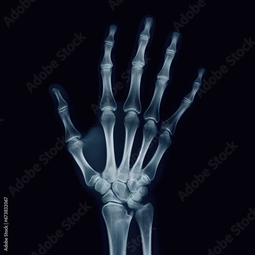 x ray of human hand isolated black