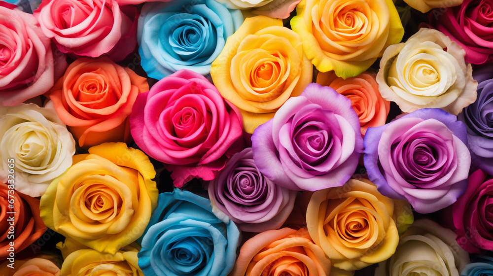 Colorful roses sold at various festivals.