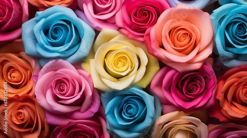 Colorful roses sold at various festivals.