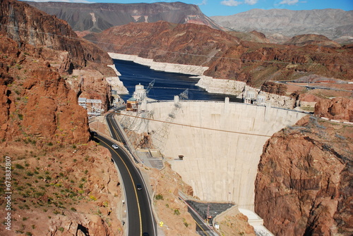 Hoover Dam and Colorado river in the background