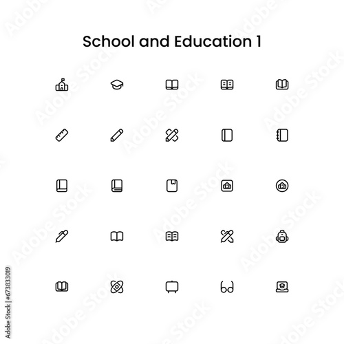 School and Eduction. Level-up your project by using a wonderful outline icons.