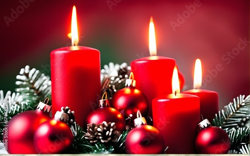 Christmas Card with Advent candles and decoration