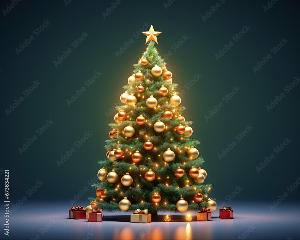A 3D beautiful christmas tree on a clean background for wallpaper A 3D beautiful christmas tree on a clean background for wallpaper