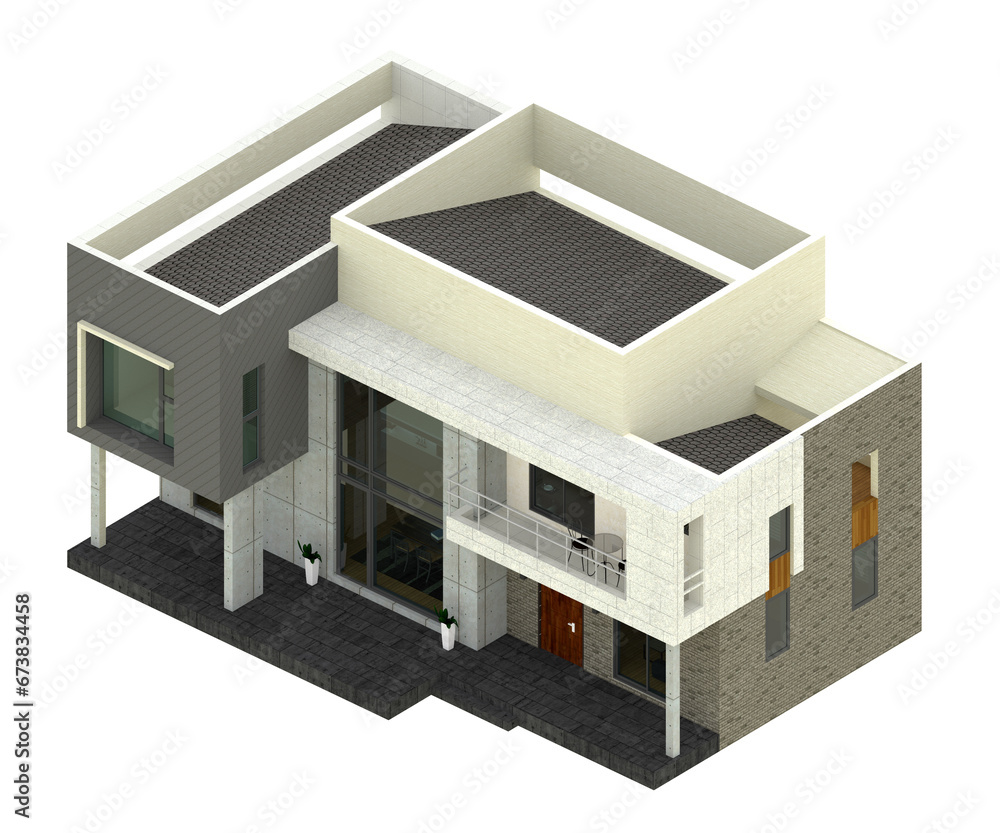 3d render of a modern building, isometric modern house 3d render of a modern building, isometric modern house
