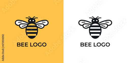 Vector honey bee logo creative vector icon symbol Organic and eco honey labels and tags with bees isolated