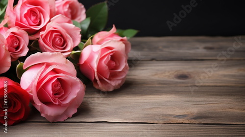 roses set on a wooden floor..