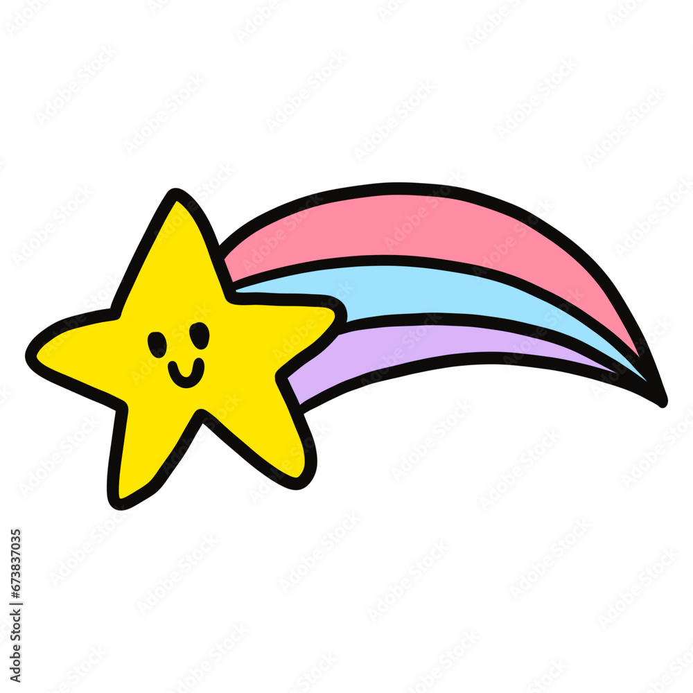 Obraz premium A star with rainbow cartoon