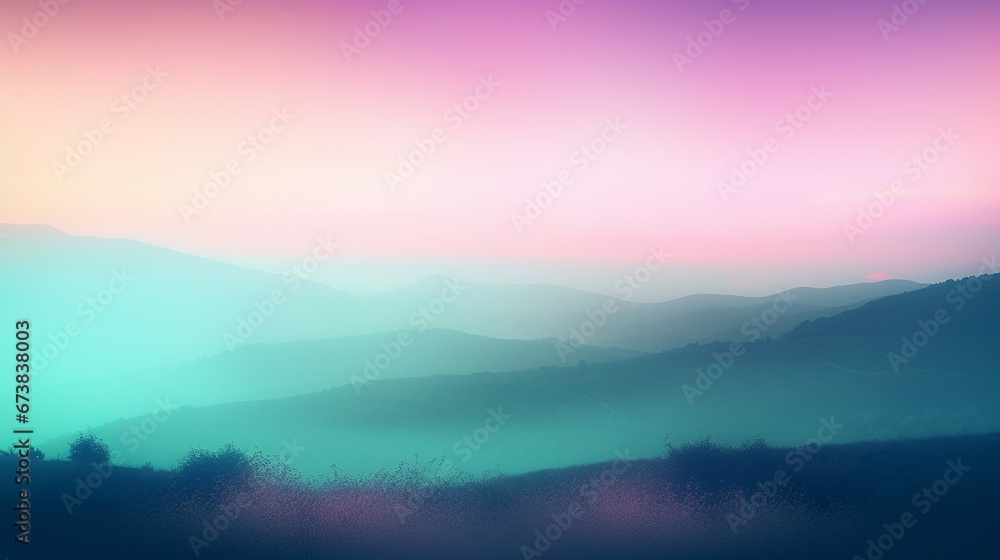 Fototapeta premium Sunset over the mountains. Colorful summer landscape. Generative AI.
