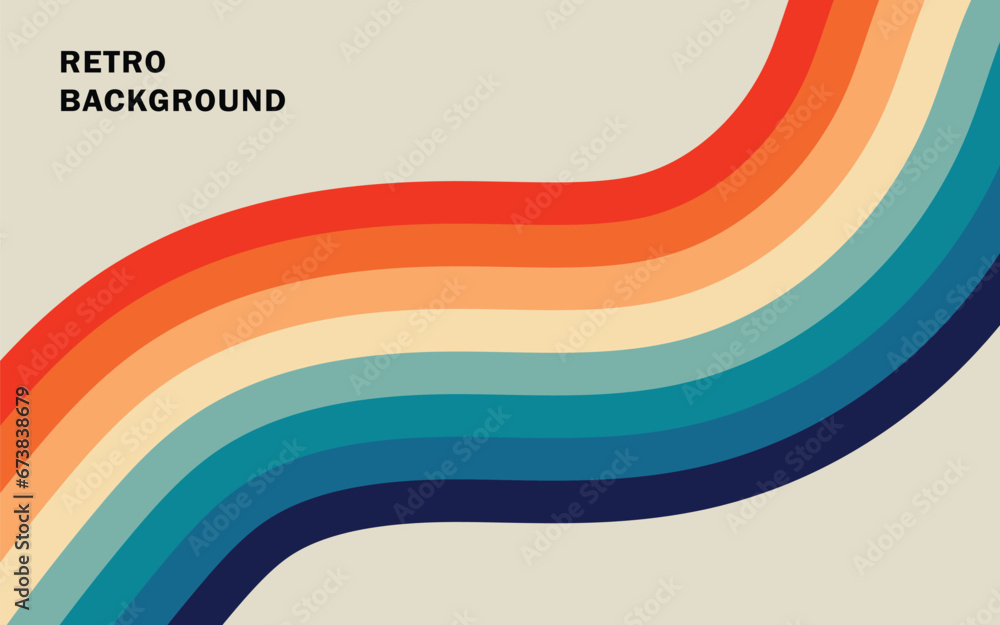 Groovy retro background pattern Vintage grunge colorful stripes ...