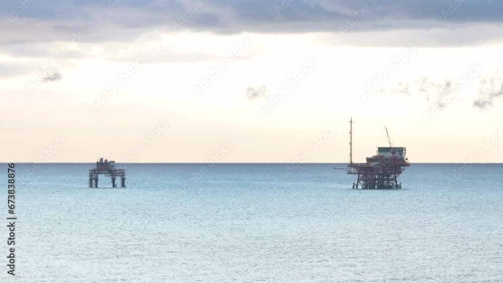 Drilling rig for gas extraction in the Adriatic Sea at sunrise Drilling rig for gas extraction in the Adriatic Sea at sunrise