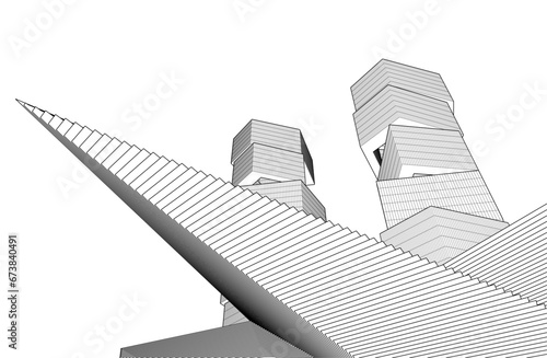 3d render of a modern building