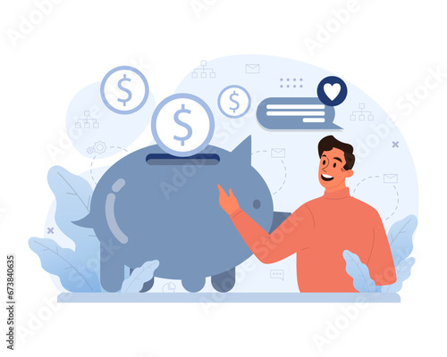 Charity and charitable foundation. Help for people in need. Humanitarian aid, donations, volunteers or Non-governmental, nonprofit organizations support. Flat vector illustration