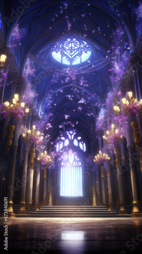 Interior of a cathedral. Fantasy illustration