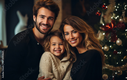 Happy Holidays, Family Posing in Cozy Christmas Setting