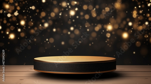 Product Podium | Beauty Mockup Stand | 3D | Holiday | Black and Gold Glitter | New Years Eve