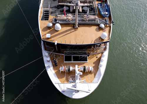 Large motor boat seen from above.