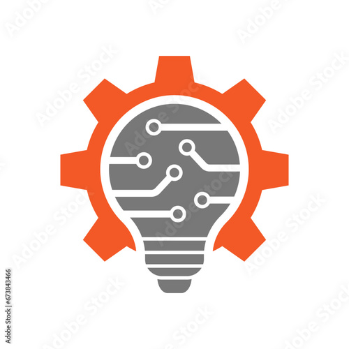 Innovation icon. Light bulb and gear outside. Technical Innovations and Inspiration icon. Innovation symbol. EPS 10