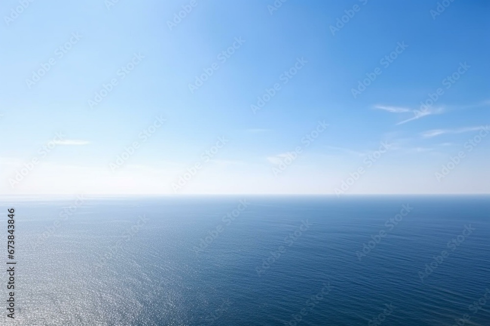 View of the ocean under a clear sky. Generative AI