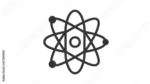 A stylized black atom icon with orbiting electrons.