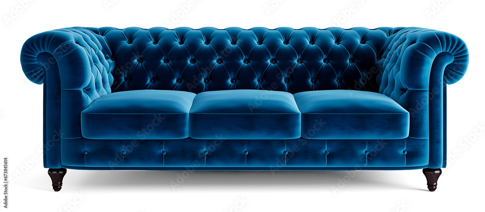 Obraz premium Blue velvet sofa isolated
