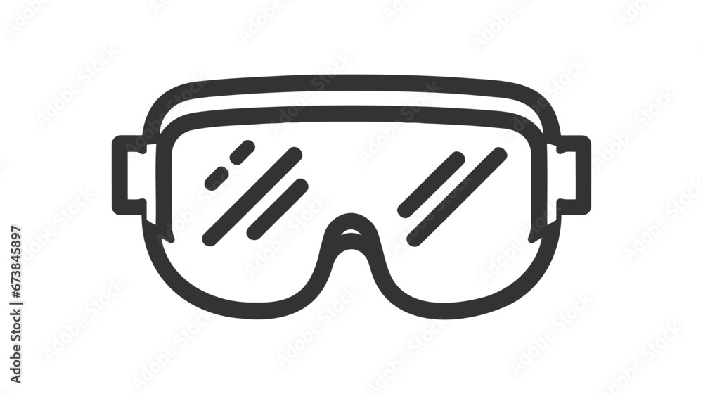 Black outlined vector icon of safety goggles Black outlined vector icon of safety goggles