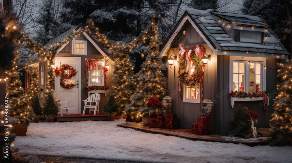 Christmas House in Winter