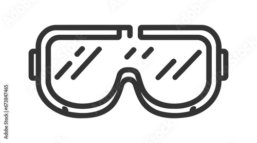 Black outlined vector icon of safety goggles
