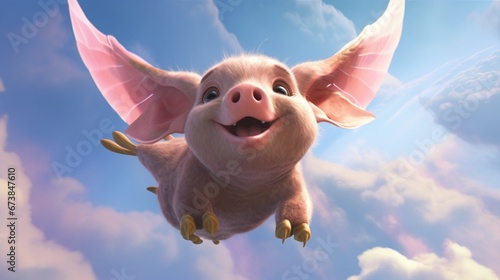 Make a thieving fat flying pig.Generative AI