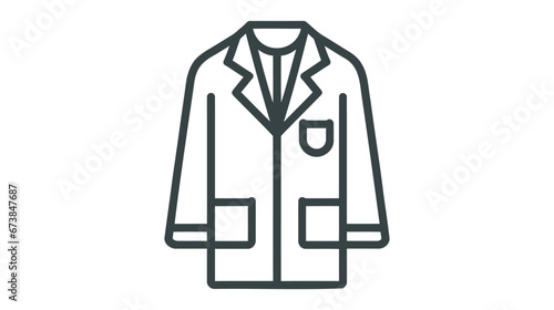 Black outlined vector illustration of a lab coat