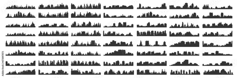  Set city silhouettes. Set of vector cities silhouette. City skylines. Modern City Skyline Set vector illustration