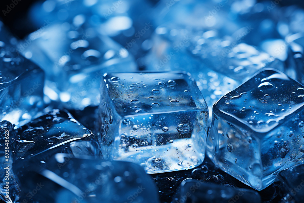 Sharp details of blue ice cubes Sharp details of blue ice cubes
