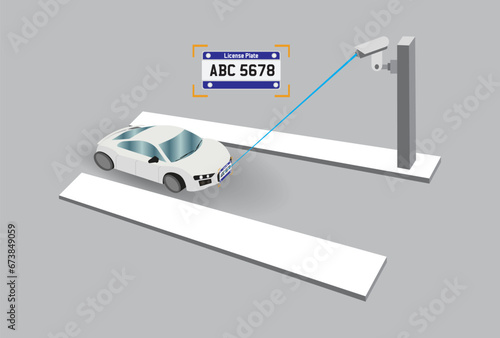 Smart LPR Camera Solutions. Automated License Plate Recognition. Car registration and speed detection. Monitoring, Location tracking radar and road traffic rule violation. Vector.