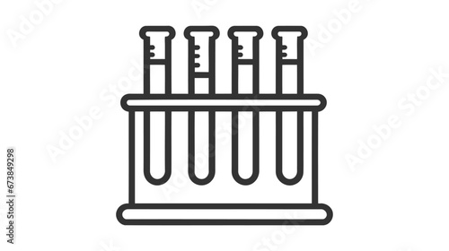A simple black and white icon of a test tube rack with multiple test tubes, marked with measurement lines