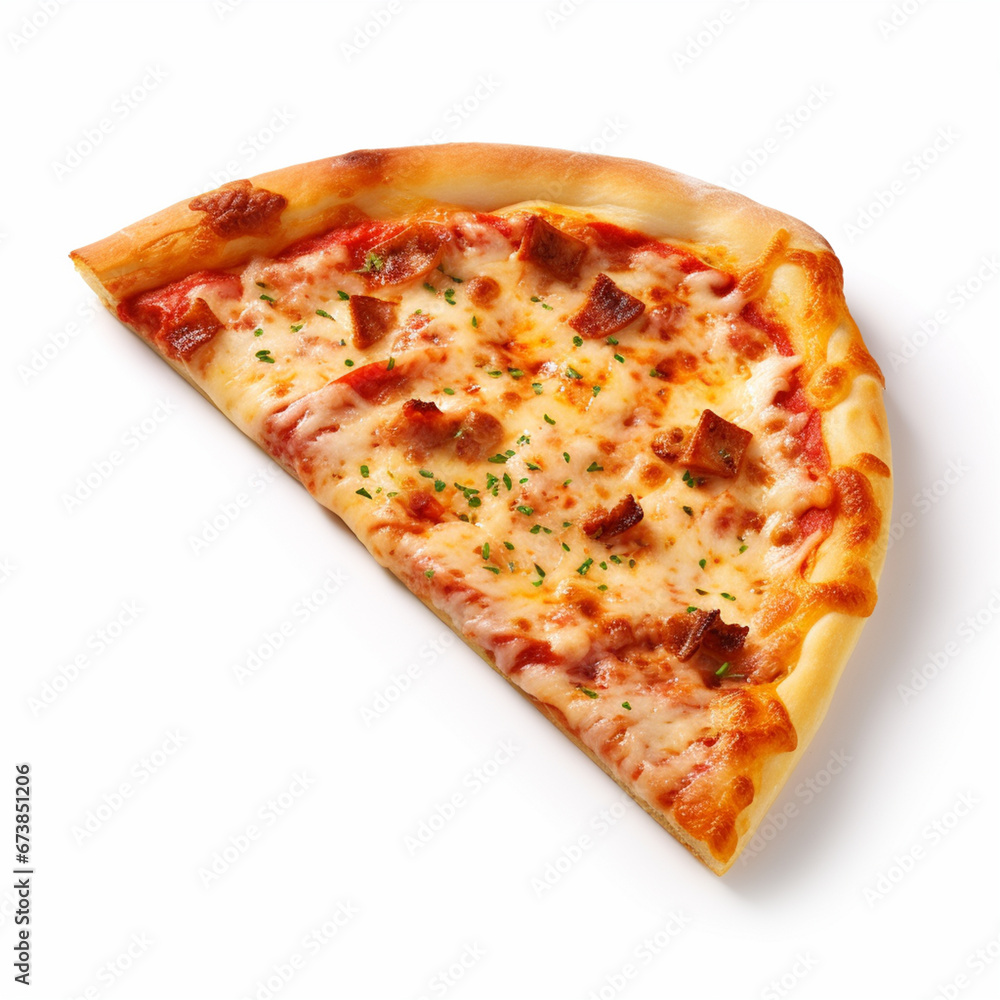 Delicious pizza slice on white isolated background - ai generative Delicious pizza slice on white isolated background - ai generative