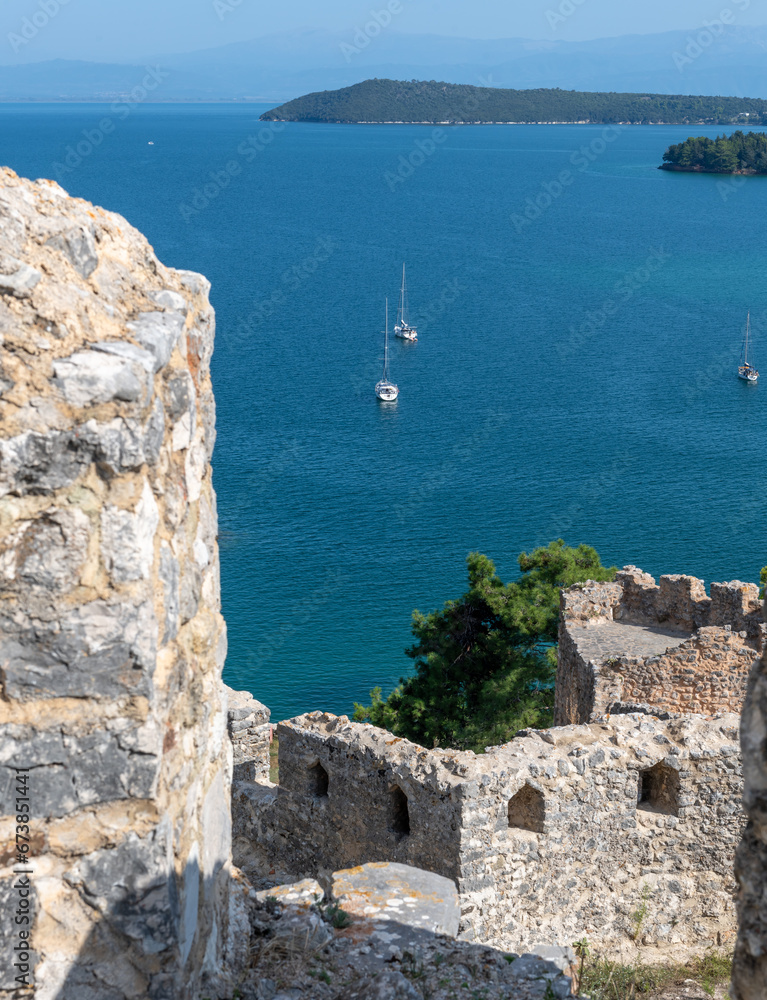 A sea view from the battlement of Vonitsa Venetian Castle. Greece.