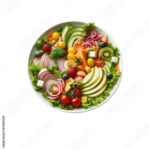Summer Symphony Salad with a white background IIllustration Art With a Transparent Background Generative AI.