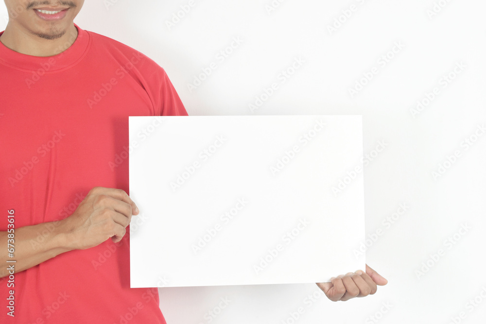 Delivery man holding blank paper with copy space, place for text image. Delivery service concept. Delivery man holding blank paper with copy space, place for text image. Delivery service concept.